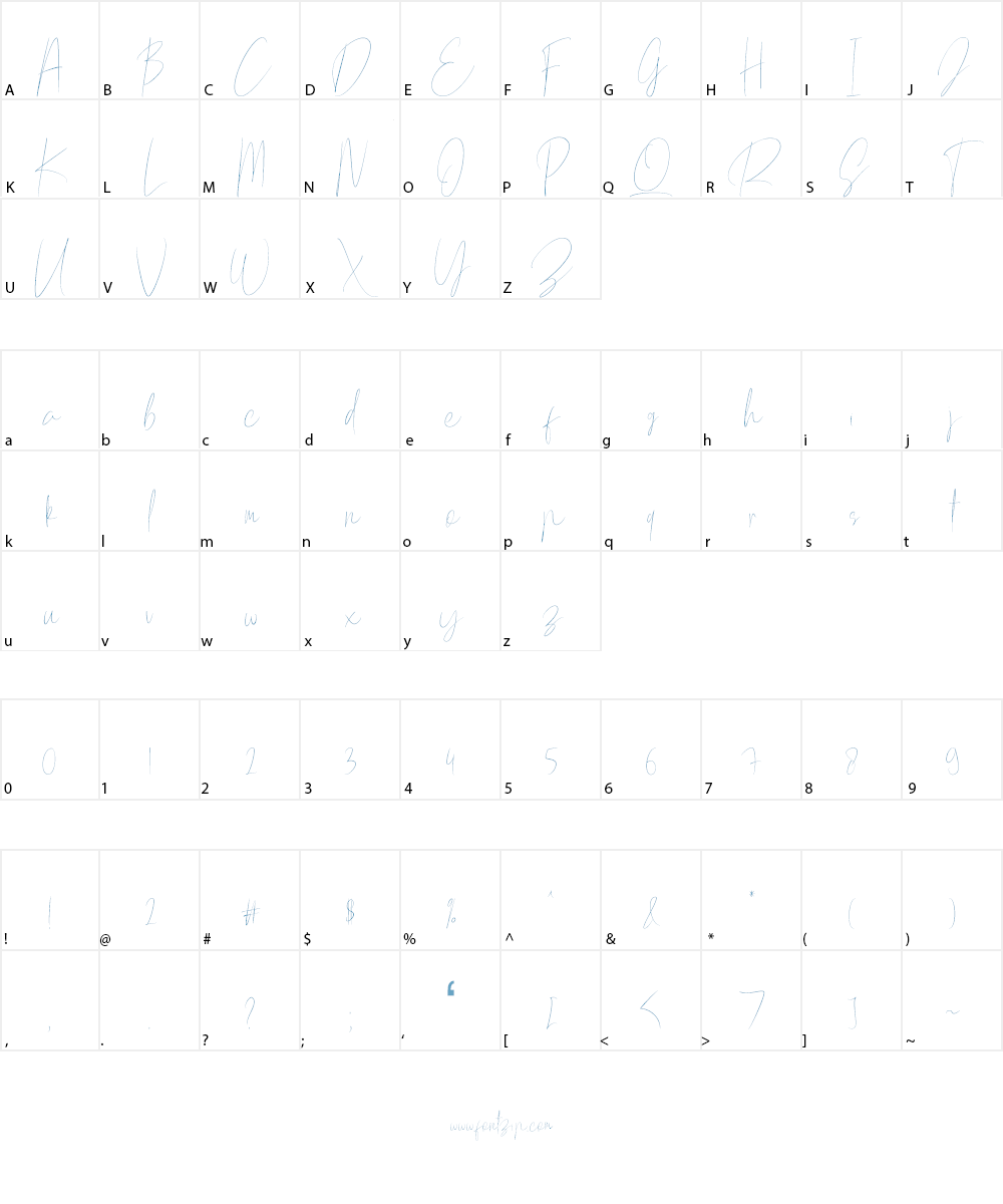 Mellati Script DEMO Font Character